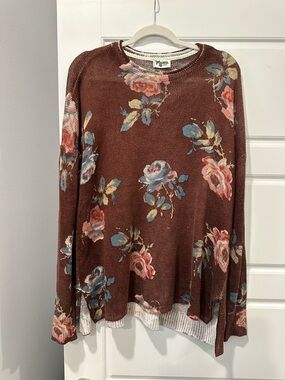 Show Me Your MuMu Rust Floral Crewneck Sweater